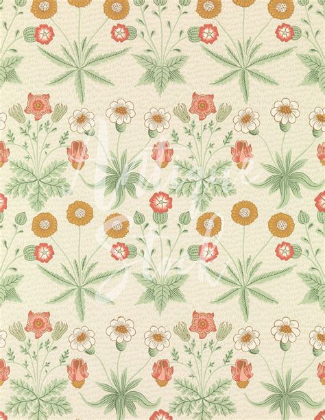 Floral Digital Paper Daisy Vintage Pattern Design Digital Download