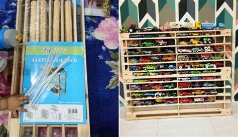 Kocok margarin dan gula tepung hingga halus dan merata. Cara Kreatif & Bajet Buat Tempat Letak Kereta Hot Wheels ...