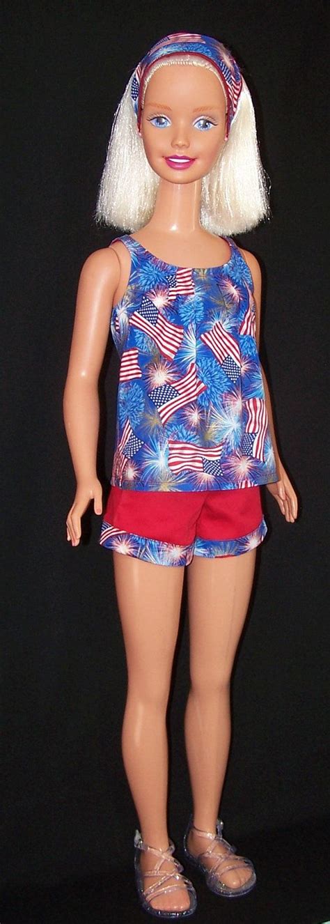 My Size Barbie Doll American Flag Top And Shorts Set By Sewdollycute