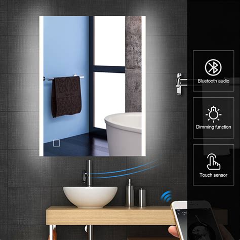 Bluetooth Bathroom Led Lighted Vanity Mirror Wall Mounted Makeup Mirror