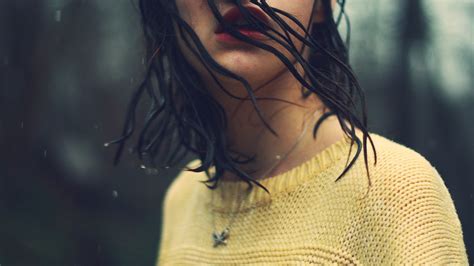 1920x1080 1920x1080 Girl Wet Rain Brunette Hair Mood Coolwallpapers Me