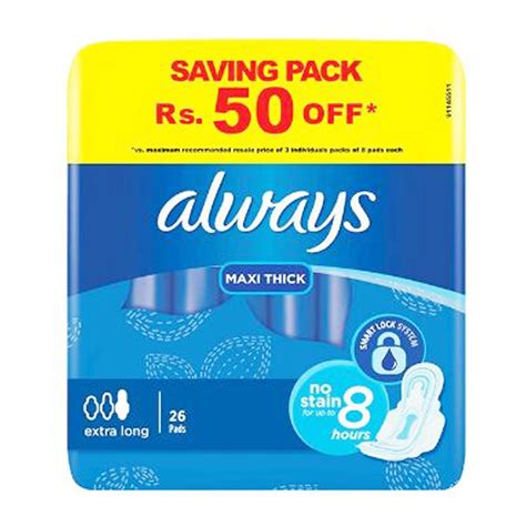 Buy Always Thick Maxi Sanitary Pads Extra Long Trio Pack At Best