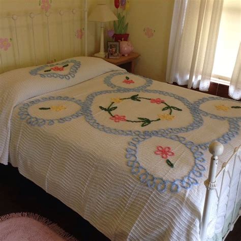 Check spelling or type a new query. VTG CHENILLE FULL SIZE BEDSPREAD w VIVID BLUE PINK YELLOW ...