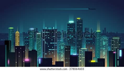 Night City Background Stock Vector Royalty Free 378064603