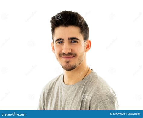 Portrait Of Smiling Attractive Cheerful Young Man Face In Human Facial Emotions And Expressions