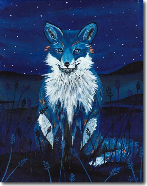 Indigo Among The Stars Art Skyline Art Fox Painting