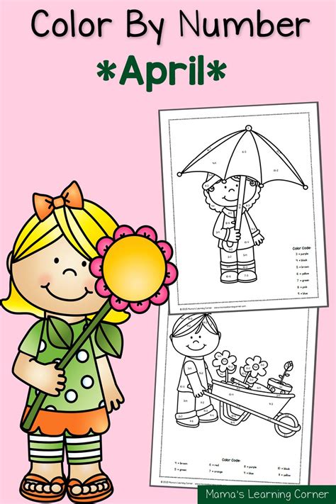 Free spring coloring pages to print and download. Color By Number Worksheets: Spring! - Mamas Learning Corner