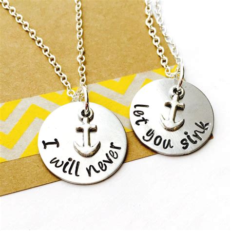Best Friend Necklace Necklace Set I Will Never Let You Sink Anchor