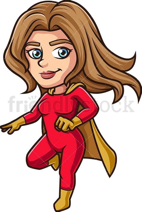 Female Super Hero Flying Cartoon Clipart Vector Friendlystock