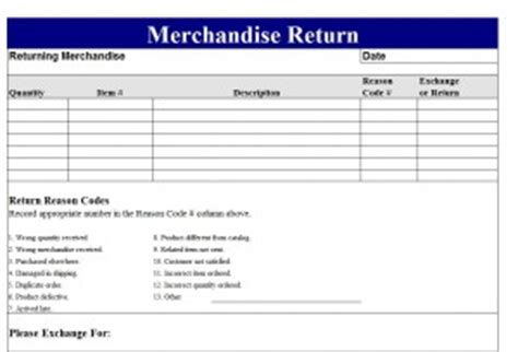 return merchandise authorization form template