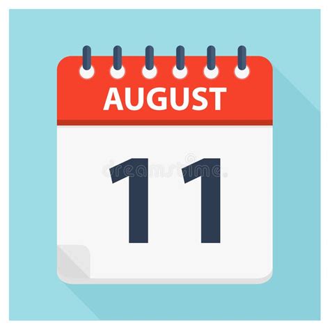 August 11 Calendar Icon Calendar Design Template Stock Illustration