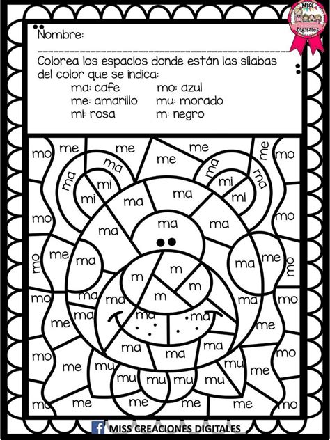 Aprendo silabas coloreando pdf Enseñanza de las letras Escritura preescolar Lecto escritura