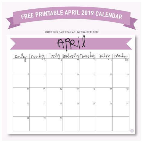 Top 92 Wallpaper Blank April 2019 Calendar Printable Latest