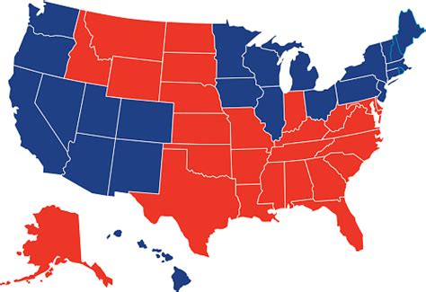 Usa Red Blue Map All Fifty States向量圖形及更多地圖圖片 Istock