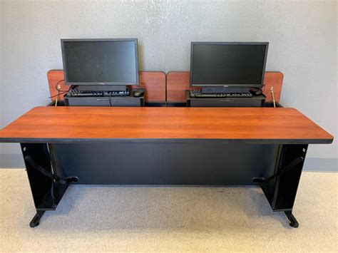 Computer Table Double Monitor Hide Away Student Task Workstation Desk