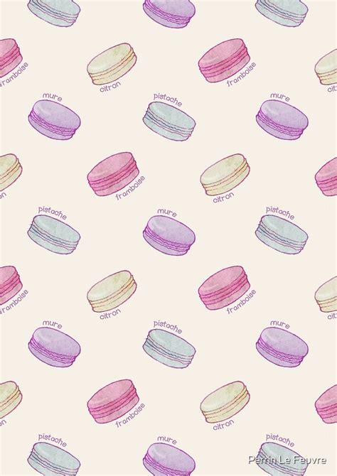 French Macaron Pattern Raspberry Pistachio Lemon And Blueberry By