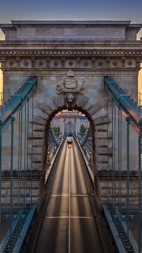 The Széchenyi Chain Bridge Over Danube River At Sunrise