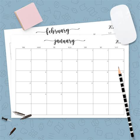 Original Monthly Calendar Template Printable Pdf