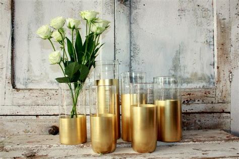 Gold Wedding Decor 6 Custom Gold Dipped Cylinder Vases Or Candle