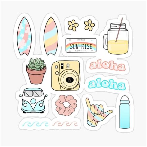 hawaii pack sticker by pastel paletted preppy stickers homemade stickers cute laptop stickers