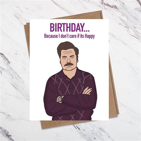 Ron Swanson Birthday Card Parks And Rec Birthday Card Etsy