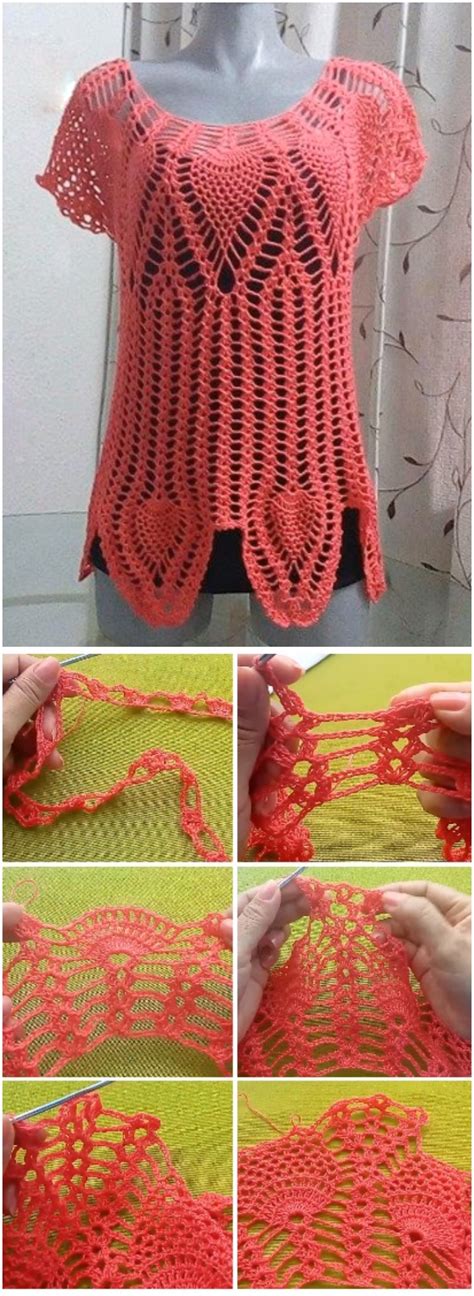 Crochet Blouse With Pineapple Borders Tutorial Ilove Crochet