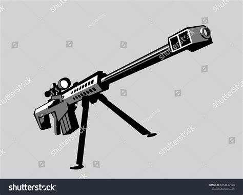 Barrett M82 Stylized Drawing Sniper Rifle เวกเตอร์สต็อก ปลอดค่า