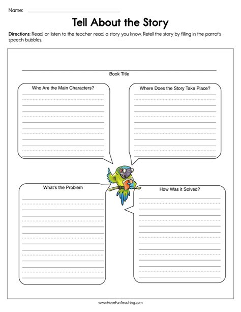 Story Worksheets For Kindergarten