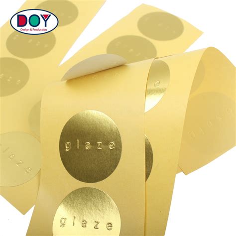 Bulk Self Adhesive Custom 3d Embossed Logo Name Round Shape Shiny Gold