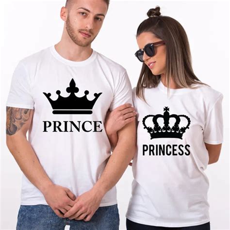 Funny Casual Lover T Shirt Unique Couple Tshirt Tops Cool Graphic Print Princess Prince Crown