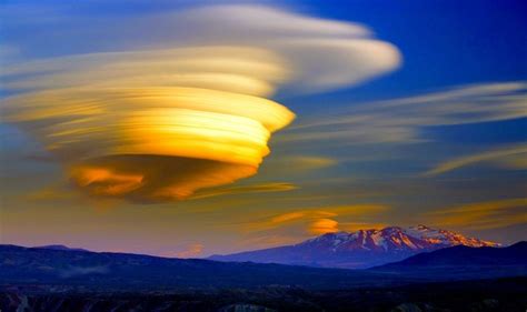 Lenticular Cloud Sunset Over Extinct Volcano Patagonia