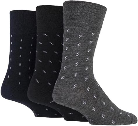 Gentle Grip Mens 3 Pack Light Thin Non Binding Wool Crew Dress Socks