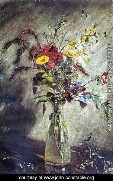 Flowers In A Glass Vase Study By John Constable Oil Painting John