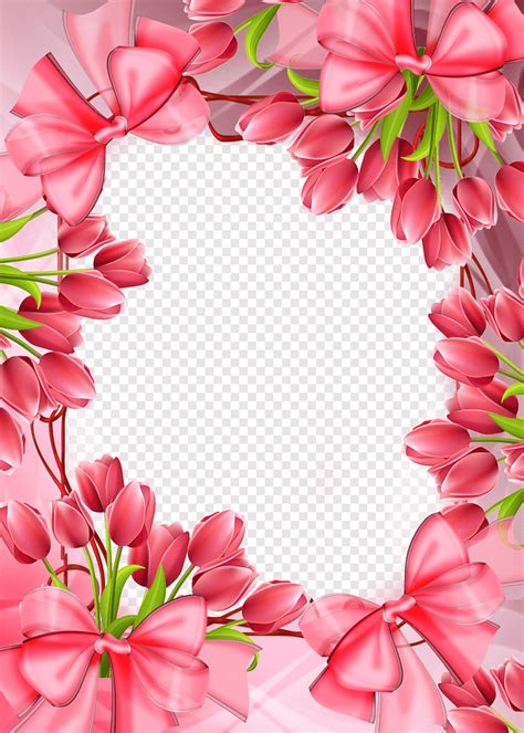 Pink Floral Frame Layout Frame Rose Pink Flowers Tulip Tulip Flowers