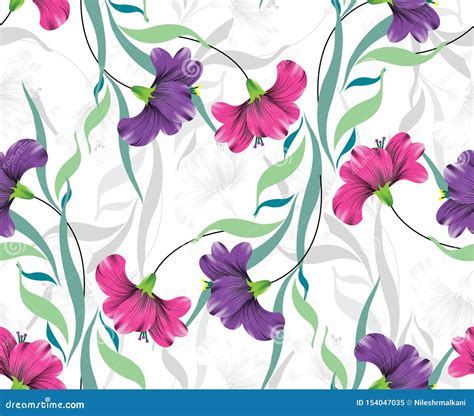 Seamless Colorful Fancy Flower Background Stock Illustration