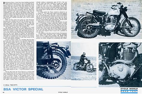 Bsa Victor Special Cycle World April 1966