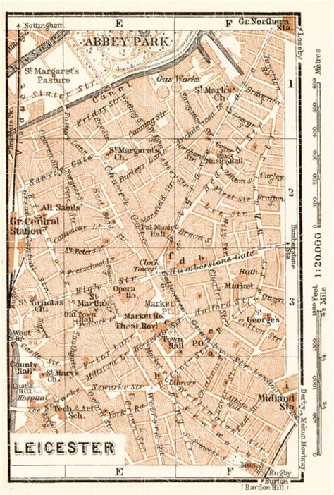 Old Map Of Leicester In 1906 Buy Vintage Map Replica Poster Print Or