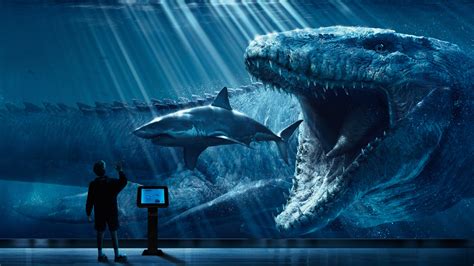Jurassic World Mosasaurus Underwater Feeding [3840x2160] Wallpapers