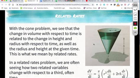 Calc Section 2 6 Related Rates Youtube