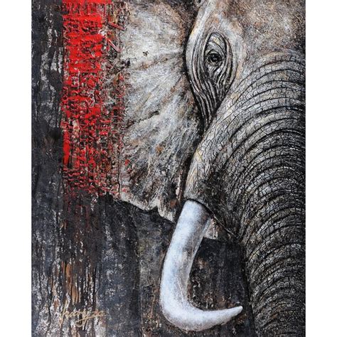 Wild Contemporary Hand Painted Elephant Canvas Art Free Shipping