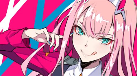 Darling In The Franxx Green Eyes Zero Two With Background