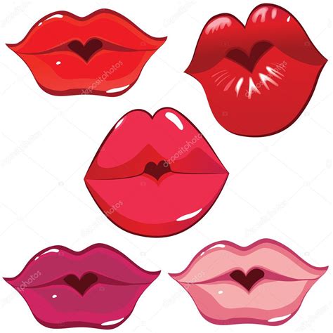Set Of Glossy Lips In Tender Kiss Stock Vector Image By ©svetap 10223653