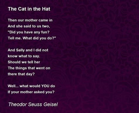 The Cat In The Hat The Cat In The Hat Poem By Theodor Seuss Geisel