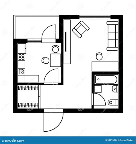 Floor Plan Of A House With Furniture Vector Stock Vector Image 59715044