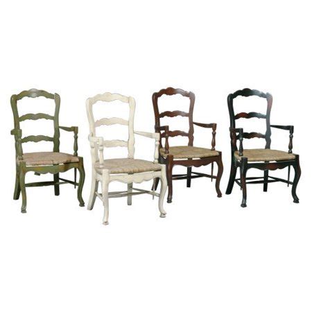 Courtdale ladder back solid wood dining chair by three posts. French Country Ladderback Arm Dining Chairs - Set of 2 ...