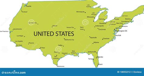 Map Of Usa With Major Cities Stock Photography Image 18055212