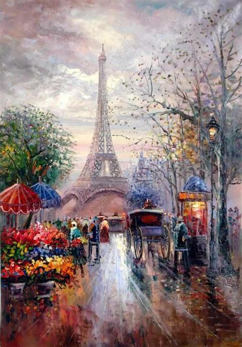 Colorbw Painting Paris Painting Oil Painting Flowers Canvas
