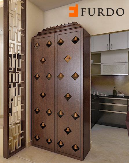 Exquisite Wooden Puja Cabinetmandir With Bells By Furdo Interior