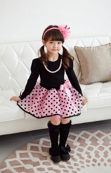 Girls Fancy Dresses Plaid And Polka Dots 3 8 Years Old Pink Dress