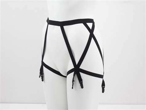 Black Garter Belt Body Harness Harness Lingerie Black Garter Pin Up Lingerie Strappy